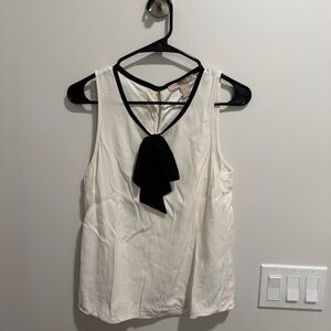 Forever 21 White Blouse with Black Bow Accent